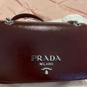 Beautiful Maroon toned bag with silver hardware